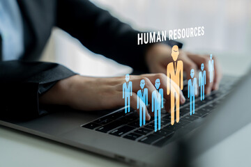Human Resources (HR) management and corporate leadership. A concept of team building, recruitment, and employee management for company success. Motif