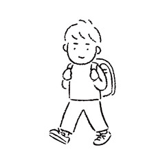 手描きの男子小学生_白黒