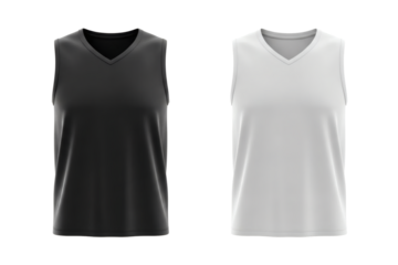 High quality sleeveless v neck t shirts in black and white for product display