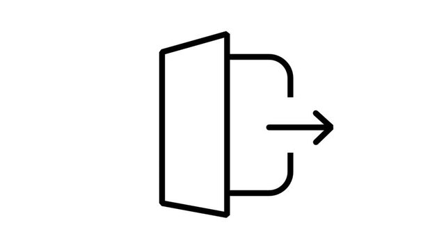 Exit or Logout line animation. Door icon with an arrow indicating exit or logout action for software interface and application navigation.