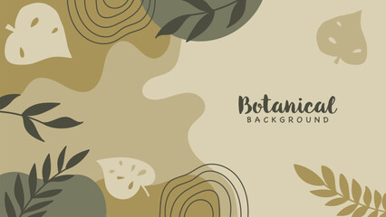 Green Bohemian Botanical Background for Greeting Card and Business Card.Vector Illustration