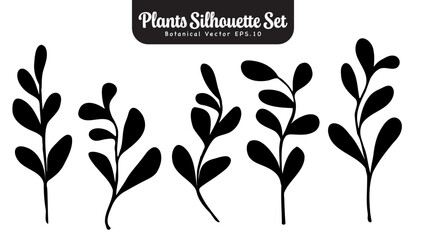 Plants silhouette set for botanical designs.