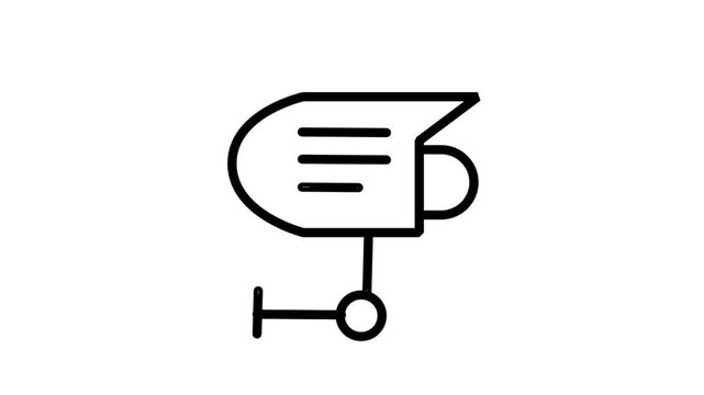 CCTV Camera line animation. Wall mounted CCTV security camera icon for surveillance, public monitoring, and professional property safety protection systems.