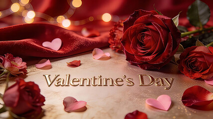 A Valentine's Day background featuring the text Valentine's Day written in elegant, embossed gold typography centered on a luxurious surface. Valentine's Day, Happy Valentine's Day