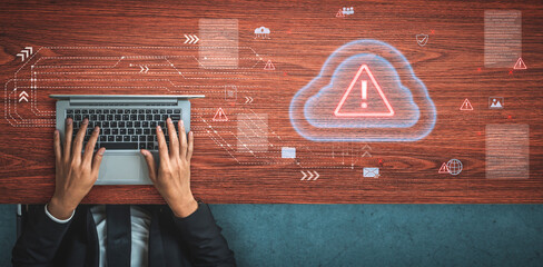 Cloud computing with alert icons and security elements, representing real-time threat detection, risk prevention, and digital infrastructure protection Parse