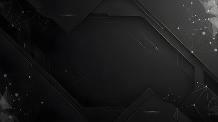 Futuristic Dark Technology Background with Abstract Geometric HUD Elements