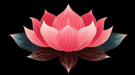 Stylized representation of a pink lotus flower blooming against a dark background