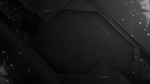 Futuristic Dark Technology Background with Abstract Geometric HUD Elements - Powered by Adobe