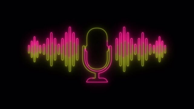 Podcast neon icon 4K video animation for apps and websites	