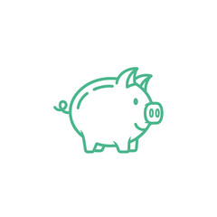 Obraz premium A simple green outline drawing of a classic piggy bank, symbolizing savings and finance.