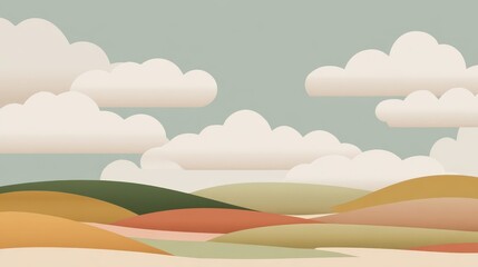 Obraz premium Pixelated Landscape with Rolling Hills and Cloudy Sky in Pastel Colors
