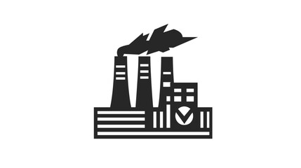 Naklejka premium Industrial Factory Illustration with Smokestacks and Buildings.