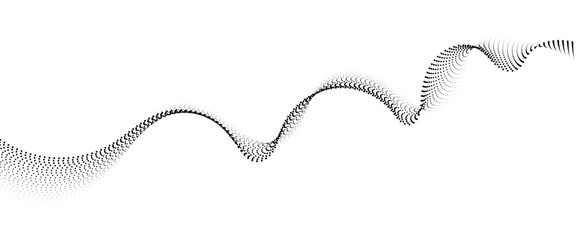 Flowing Dot Wave halftone gradient pattern on transparent background	