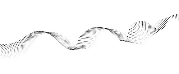 Flowing Dot Wave halftone gradient pattern on transparent background	