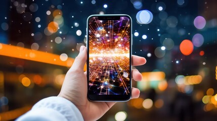 hand hold mobile phone and the big data wireless 5G connecting, technology, networking, digital, business, connect, communication, smartphone, online, cyberspace, social, media, interface