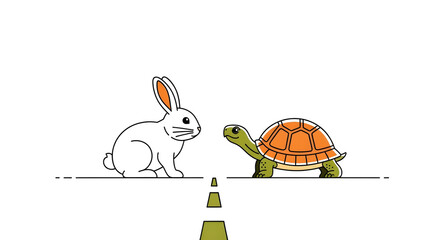 The Tortoise and the Hare - A Classic Race Illustration. © Sugiri80
