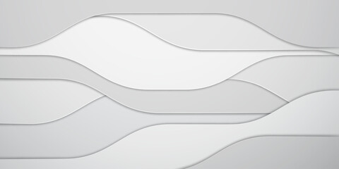 A minimalist illustration featuring layered white wavy shapes with subtle shadows, creating a soft and calming visual effect with a clean and modern aesthetic.