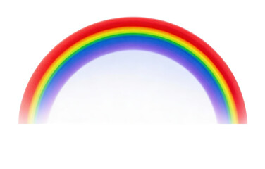 Fototapeta premium A vibrant, semi-circular rainbow arc displaying distinct, colorful bands of red, orange, yellow, green, blue, indigo, and violet. Represents natural light refraction and spectrum phenomena.