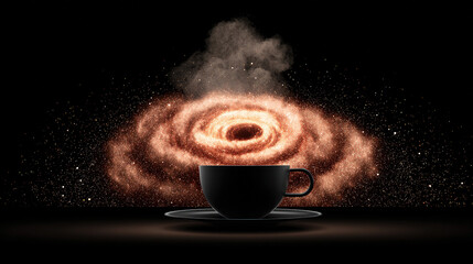 Surreal molecular structure with coffee-hued energy waves activating cells, depicting anti-aging research.
