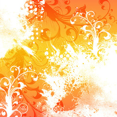 Abstract orange graffiti floral background vector