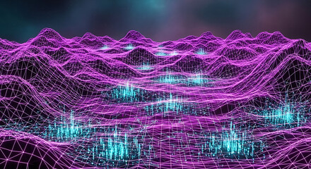 Vibrant Purple and Blue Digital Waves.