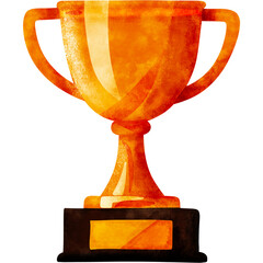 Watercolor Illustration of Golden Trophy