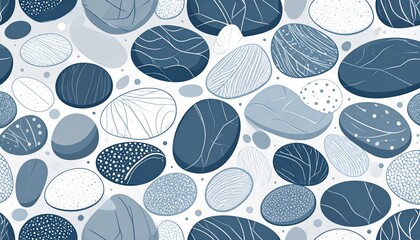 Soothing blue and white pebble pattern for design and decor inspiration