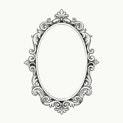 Ornate Oval Mirror Frame with Scrollwork - Vintage Decorative Element