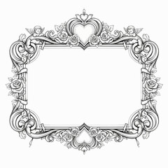 Ornate Vintage Frame with Roses and Cherubs, Baroque Style