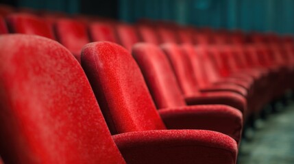 Red seats in a theater ready for an upcoming show with audience arrival expected