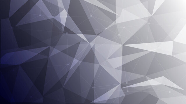 Abstract dark purple and grey low poly geometric background with triangular shapes and white gradient light. Elegant modern polygonal wallpaper for web and graphic design.