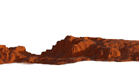 Photorealistic depiction of red rock formation with eroded terrain, showcasing natural geological formations typical of desert landscapes. Ideal for environmental and geological studies.