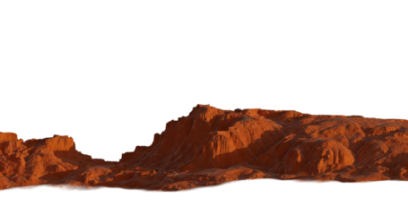 Photorealistic depiction of red rock formation with eroded terrain, showcasing natural geological formations typical of desert landscapes. Ideal for environmental and geological studies.
