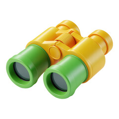 Vibrant green and yellow binoculars on transparent background