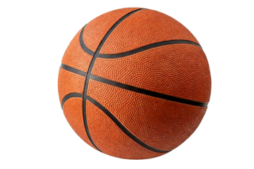 Isolated orange basketball with black stripes, used for sports like basketball. Ideal for sports equipment, recreation, and athletic activities. Suitable for fitness, training, and game illustrations.