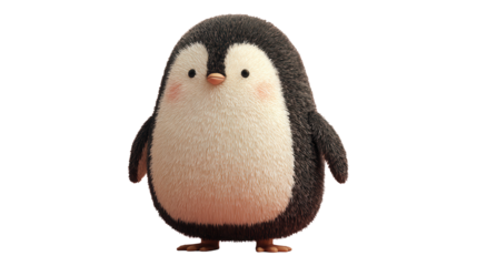 Adorable fluffy penguin with soft fur and sweet expression