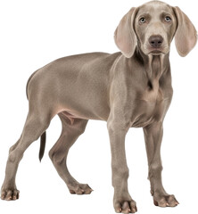 Fototapeta premium Beautiful Weimaraner dog standing on transparent background