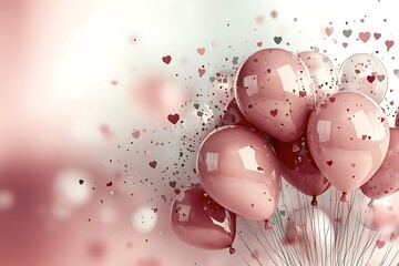 Colorful Heart Balloons on Blurred Background for Romantic Celebration or Event