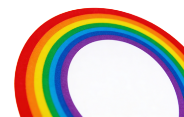 A stylized, colorful rainbow icon with red, orange, yellow, green, blue, and purple stripes on a white background. Represents LGBTQ pride, diversity, and inclusivity with a vibrant, modern design.