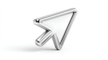 Obraz premium 3d metallic click pointer cursor arrow icon white background stock illustration