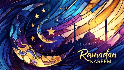 Fototapeta premium Ramadan Kareem Celebration Embrace the Spirit of New Year, Yearfest, and Marry Christmas with Festive Decorations