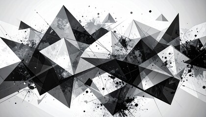 Dynamic geometric abstract art with black and white triangles