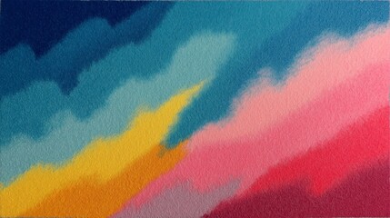 Vibrant abstract watercolor painting with colorful blue yellow and pink brushstrokes on textured paper