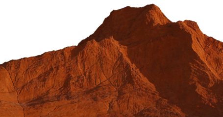 A close-up of a red sandstone mountain with textured, eroded rock surfaces. Highlights geological formations, weathering, and arid landscape features.