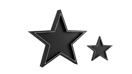 Two black star shapes with white trim on a white background