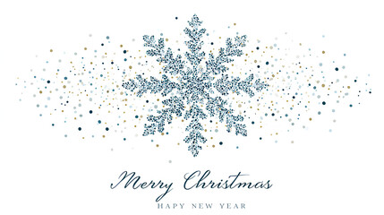 Obraz premium Abstract Merry Christmas and New Year holiday card design with reindeers made of dots, stock vector on a white background