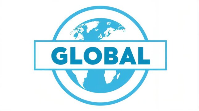 Global world map blue logo