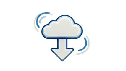 Cloud Download Icon with Wireless Signals