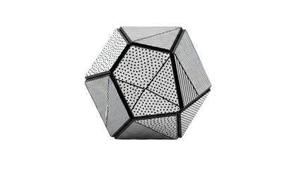 Geometric Sculpture with Black and White Patterns