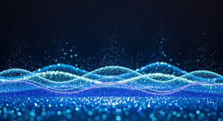 Blue Waveform with Particles and Lights.